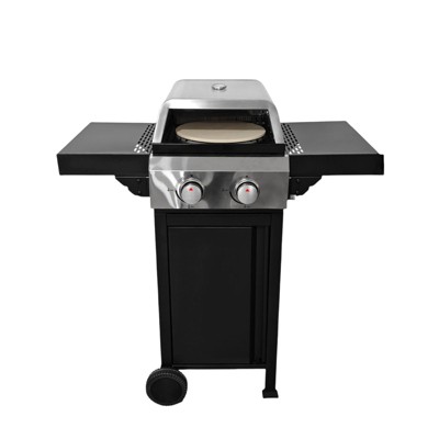 VisioGear Outdoor Grill with Cooking Grids, Foldable Side Table, Hanging Basket, Grill for Backyard, Black & Silver, 38.58"*20"*42.9"