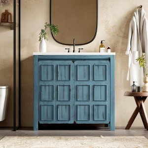 Whisen 36 in. Bathroom Storage Cabinet Bathroom Vanity with Resin Sink - 1 of 4