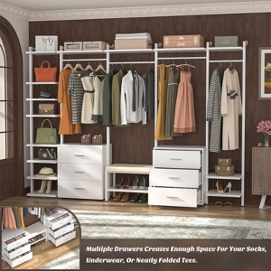 Aheaplus Walk-In Closet Organizer with 14 Shelves, 68" W -96" W Freestanding Closet System with 6 Drawers - 1 of 4