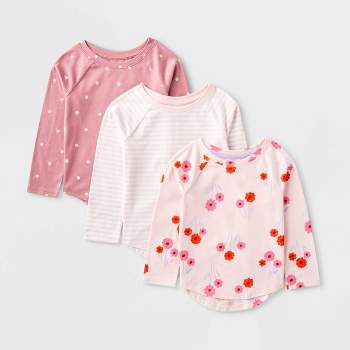 Toddler Girls' 3pk Long Sleeve T-Shirt - Cat & Jack™ Pink