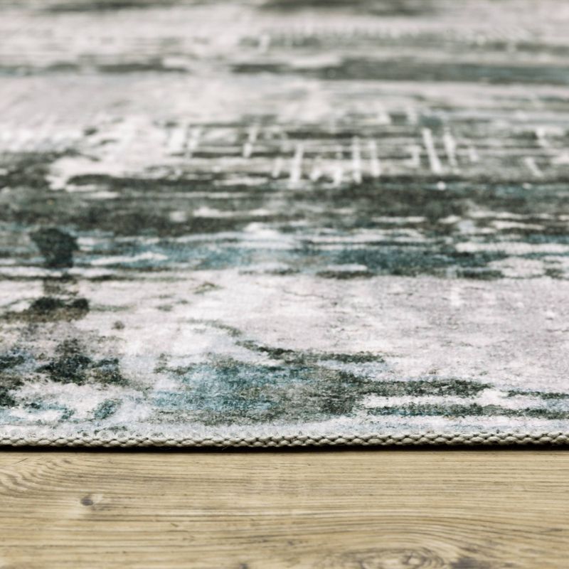 Micah Washable Modern Abstract Indoor Area Rug Gray/Teal - Captiv8e Designs, 4 of 12