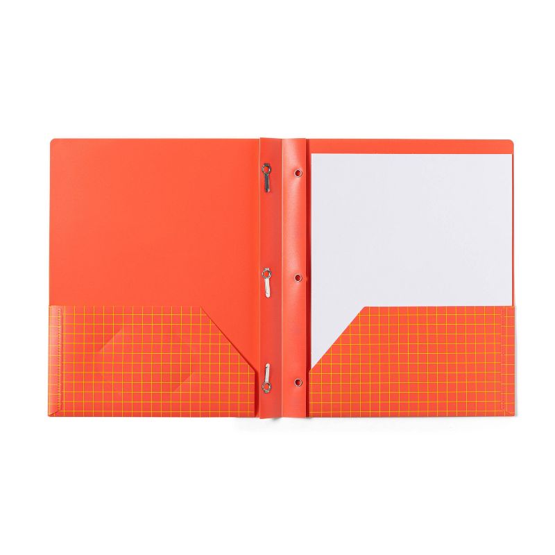 Poly Folder with Prongs Fashion Orange Grid - up &#38; up&#8482;, 2 of 4