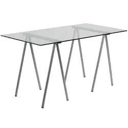 Glass Computer Desk with Silver Frame - Flash Furniture