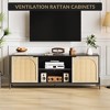 TV Stand with 3 Drawers for Living Room, Entertainment Center with Storage, Rattan Media Console Ith Metal Legs, Black Wooden Entertainment - 2 of 4