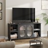 Modern TV Stand for 70 Inch, Black Entertainment Center with Storage and Shelves - 3 of 4