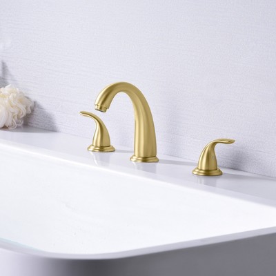 Brushed Gold 3-Hole Roman Tub Faucet with Brass Handles