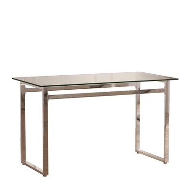 NicBex 51Inch Rectangle Dining Table with Tempered Glass Tabletop and Golden Chrome Metal Legs