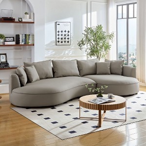 VYNXARIA Modern Sectional curved Sofa Couch for Living Room,Upholstered 5-Seat Sofa Couch Eco-leather Couch Set for Apartment Office,Light Gray - 1 of 4