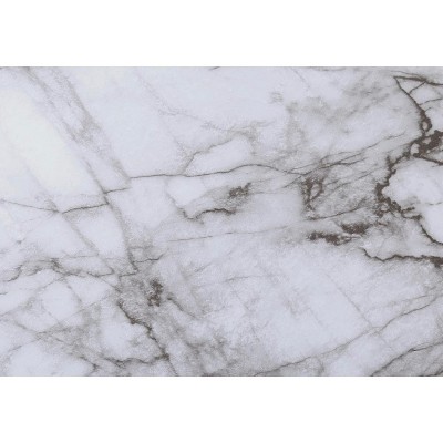 White Marble and Silver Metal 3-Piece Coffee and End Table Set