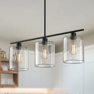 DORESshop Modern 3/4 Light Gold Kitchen Island Pendant Light , Retro Industrial Linear  Ceiling Lights with Clear Glass Shade for Kitchen - 1 of 4
