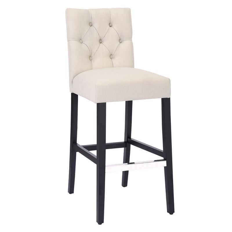 WestinTrends 29" Upholstered Linen Fabric Tufted Bar Stool Chair, 3 of 4