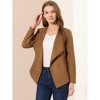 Allegra K Women's Faux Suede Lapel Draped Outwear Open Front Jacket - 3 of 4