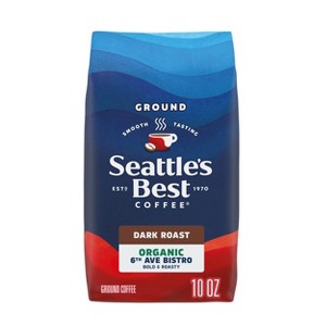 Seattle's Best Coffee Organic 6th Avenue Bistro Blend Dark Roast Ground Coffee - 10oz - 1 of 4