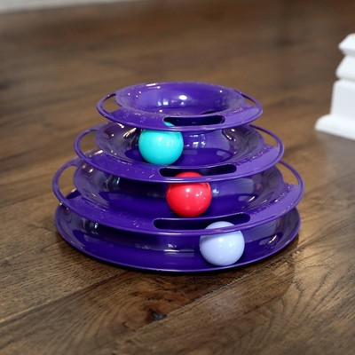 Quirky Kitty Three Layer Ball Track Cat Toy - Purple