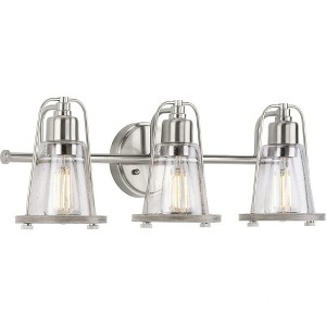 Progress Lighting Conway 3-Light Bath Vanity Light, Brushed Nickel, Clear Seeded Glass Shade - 1 of 3