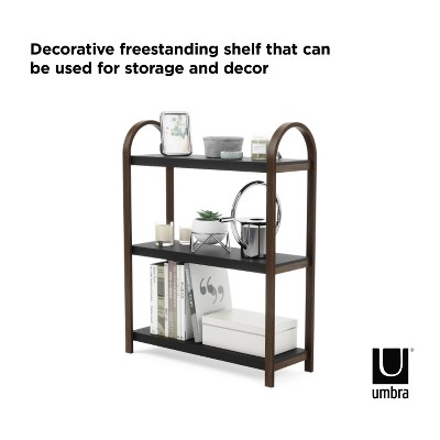 Bellwood Black/Walnut Wood Over-the-Toilet 3-Tier Bookshelf