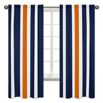 2pc Stripe Kids' Window Panel Curtains Navy and Orange - Sweet Jojo Designs
