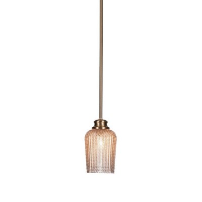 Toltec Lighting Cordova 1 - Light Pendant in  New Aged Brass with 5" Silver Textured Shade