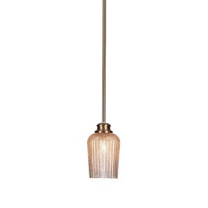 Toltec Lighting Cordova 1 - Light Pendant in  New Aged Brass with 5" Silver Textured Shade - 1 of 1
