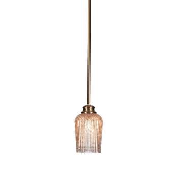 Toltec Lighting Cordova 1 - Light Pendant in  New Aged Brass with 5" Silver Textured Shade