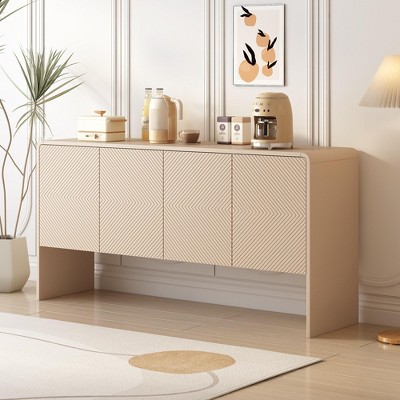 KTMBDW 60" Large Buffet Sideboard Cabinet with 4 Doors and Adjustable Shelves, Modern Buffet Table Storage Cabinet for Dining Room, Living Room