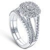 Pompeii3 1 1/10 Ct Lab Created Diamond Cushion Halo Engagement Wedding Ring Set White Gold - 2 of 4