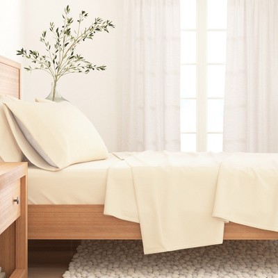 Full Pristine Ivory Cotton Flannel Sheet Set