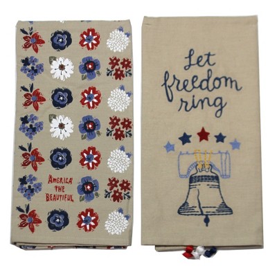 Tabletop 26.0" Liberty Bell Dish Towel Freedom Stars American Primitives By Kathy  -  Kitchen Towel