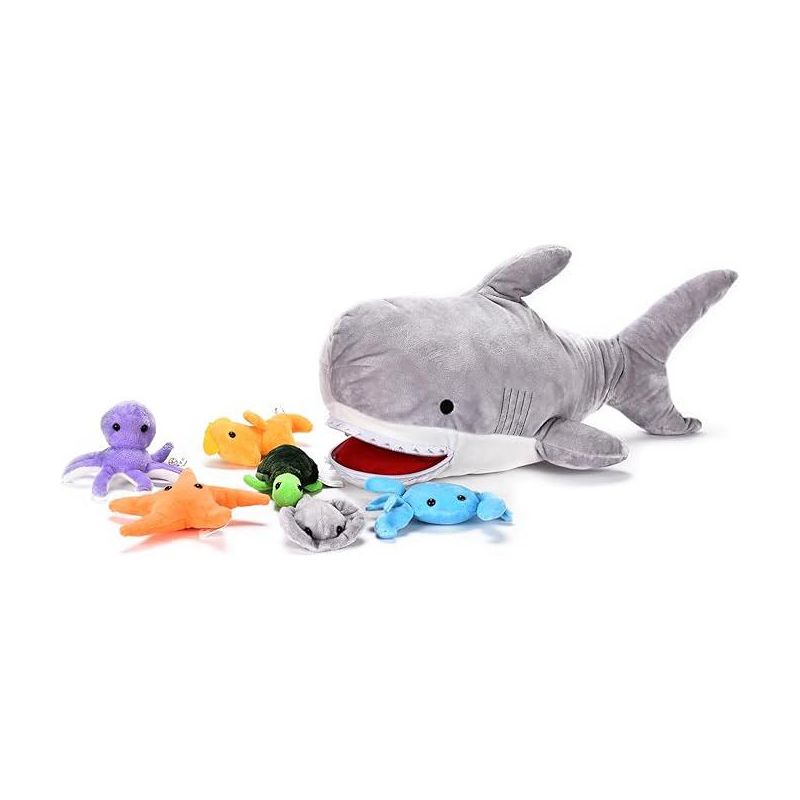 Snug A Babies Large Blahaj Shark Plushie with 6 Mini Stuffed Toys, Multicolor, 1 of 2