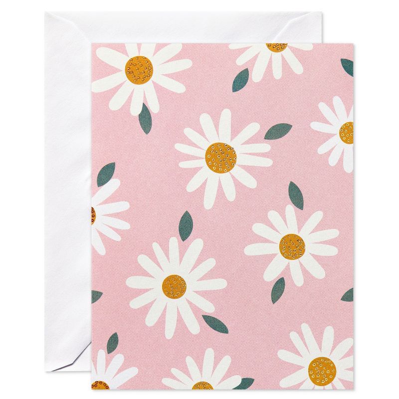 10ct Spring Daisies on Pink Stationery for Anyone, 1 of 6