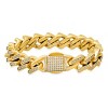 Steeltime Men's 18k gold plated stainless steel and simulated diamonds ice out miami cuban link bracelet. Color Options: Silver, Gold - 3 of 4