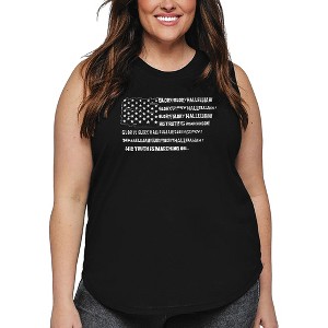 LA Pop Art Women's Word Art Tank Top - Glory Hallelujah Flag - 1 of 4
