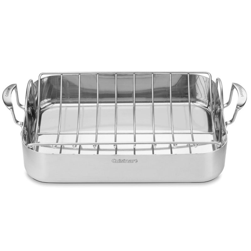 Cuisinart MultiClad Pro 16&#34; Tri-Ply Stainless Steel Roasting Pan &#38; Stainless Rack - MCP117-16BR, 1 of 7