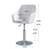 VECELO Modern PU Accent Chair with Adjustable Height, Swivel Vanity Makeup Chair with Upholstered Seat for Bedroom or Living Room, White - 3 of 4