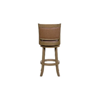 Caramel Faux Leather and Wood Swivel Counter Stool