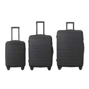 MAYEERTY 3pcs Luggage Sets ABS Hardshell Lightweight Durable Suitcase Sets Spinner Wheels Suitcase with TSA Lock 20''24''28''?Available(Black) - 1 of 4