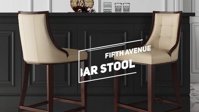 Fifth Avenue Upholstered Beech Wood Faux Leather Barstool - Manhattan Comfort, 2 of 10, play video