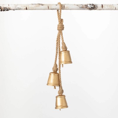 Sullivans Swag Trio of Metal Bells Ornament 10.5"H Gold