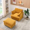 NicBex Modern 39 Inch Accent Chair and Ottoman Sets, Corduroy Fabric Sofa Chair with Cup Holder and 2 Pillows for Bedroom, Living Room - 2 of 4