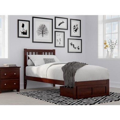 AFI Furnishings Tahoe Twin Extra Long Bed with Foot Drawer and USB Turbo Charger in Walnut