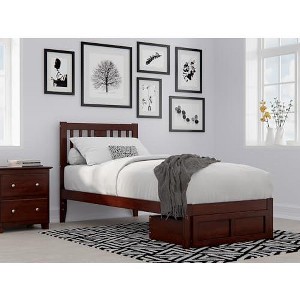 AFI Furnishings Tahoe Twin Extra Long Bed with Foot Drawer and USB Turbo Charger in Walnut - 1 of 4