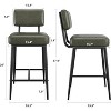Nasitip 2PACK Bar Stools Set, 26" Faux Leather Counter Height Bar Stool with Back, Metal Legs, Barstool Chairs Set - 2 of 4