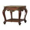 Royal Hampton Wooden End Table with Open Bottom Shelf and Carved Details, Brown - 3 of 4