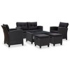 vidaXL 6 Piece Patio Sofa Set - Black Poly Rattan Outdoor Furniture with Thick Cushions and Durable Powder-Coated Steel Frame - 2 of 4