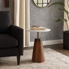 Timeless Marble Top End Table with Sleek Fluted Base Accent - Compact Small Side Table for Home, Covered Patio, or Living Room End Tables - 2 of 4