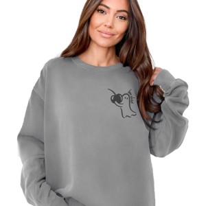 Simply Sage Market Embroidered Boo Cheri Ghost Garment Dyed Sweatshirt - 1 of 4