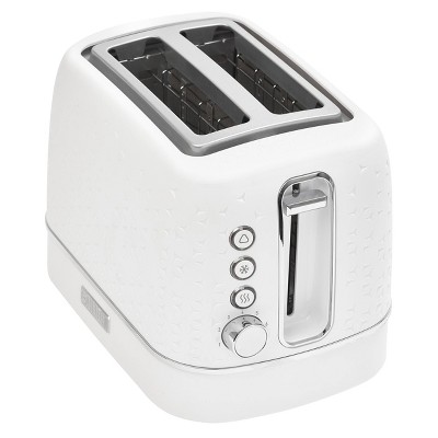 White and Chrome Stainless Steel 2-Slice Toaster with Wide Slot and Crumb Tray
