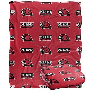 Miami University (Oh) Logo Pattern Silky 50x60 Blanket, 1 Sided - 1 of 4