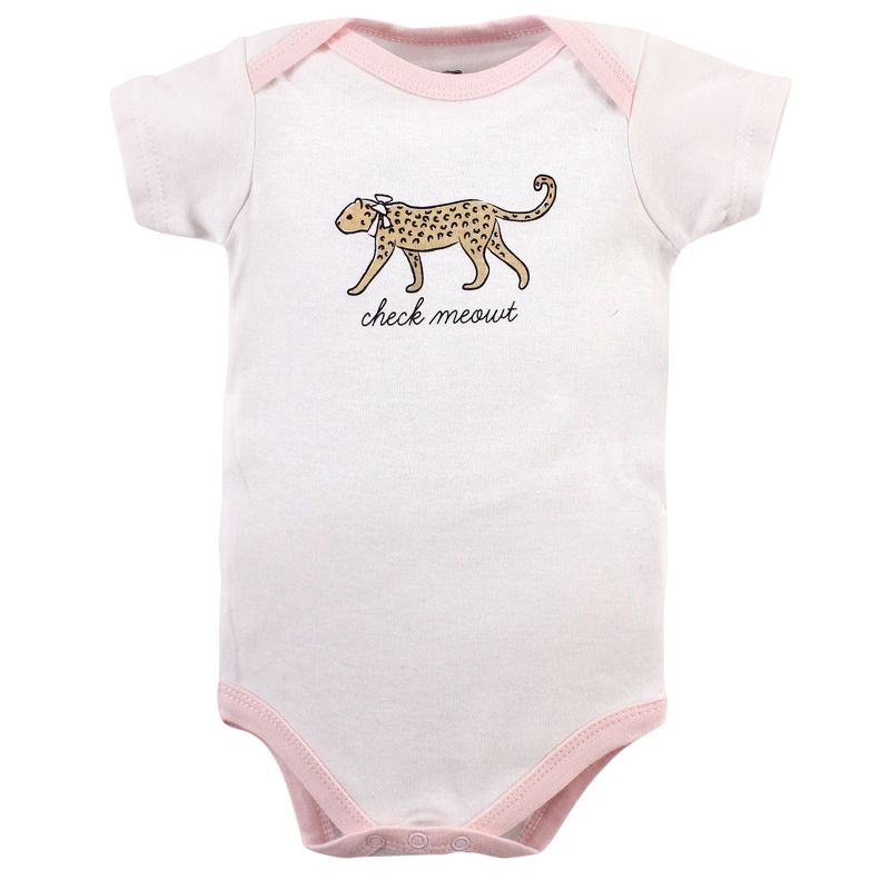 Hudson Baby Infant Girl Cotton Bodysuits, Modern Pink Safari, 5 of 10