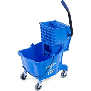 26-Quart Commercial Mop Bucket with Side-Press Wringer - Heavy-Duty Polypropylene Construction with Non-Marking Casters - 1 of 4